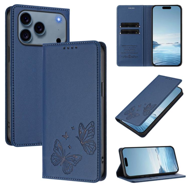 Étui portefeuille en cuir vegan avec papillon double magnétique puissant et protection RFID pour iPhone 17e / 16e, pour iPhone 17 Pro Max, pour iPhone 17 Pro, pour iPhone 17