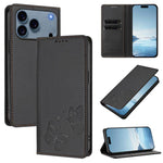 Étui portefeuille en cuir vegan avec papillon double magnétique puissant et protection RFID pour iPhone 17e / 16e, pour iPhone 17 Pro Max, pour iPhone 17 Pro, pour iPhone 17