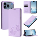 Étui portefeuille en cuir vegan avec papillon double magnétique puissant et protection RFID pour iPhone 17e / 16e, pour iPhone 17 Pro Max, pour iPhone 17 Pro, pour iPhone 17