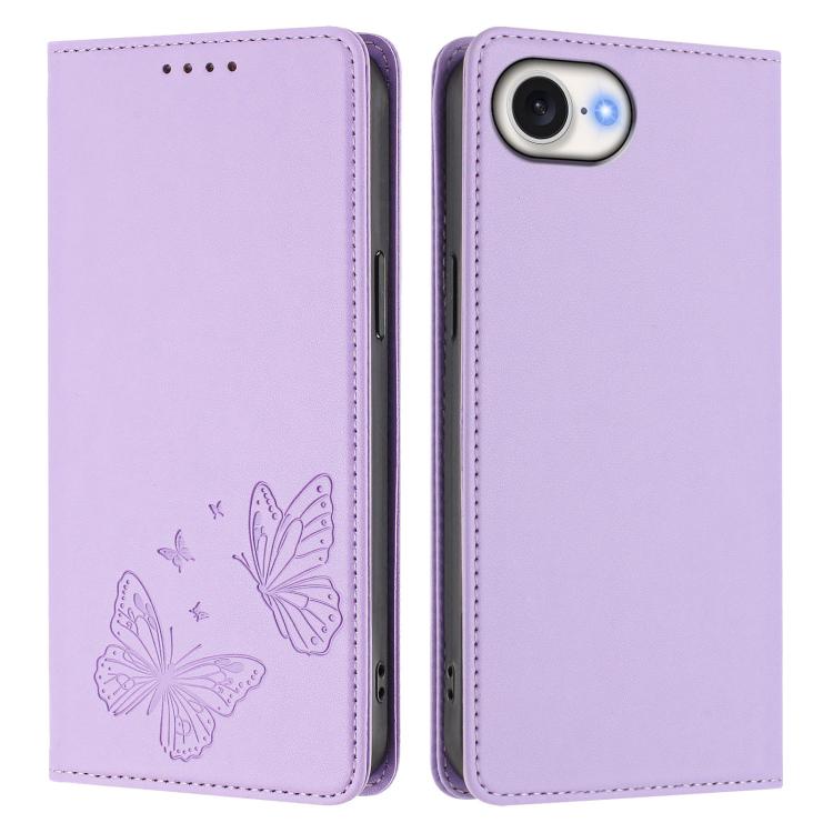 Étui portefeuille en cuir vegan avec papillon double magnétique puissant et protection RFID pour iPhone 17e / 16e, pour iPhone 17 Pro Max, pour iPhone 17 Pro, pour iPhone 17