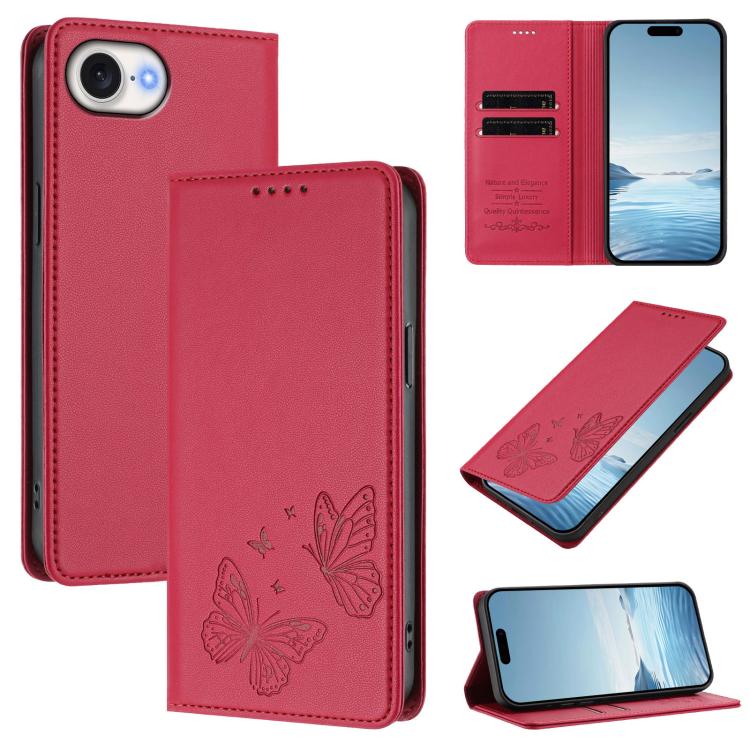 Étui portefeuille en cuir vegan avec papillon double magnétique puissant et protection RFID pour iPhone 17e / 16e, pour iPhone 17 Pro Max, pour iPhone 17 Pro, pour iPhone 17