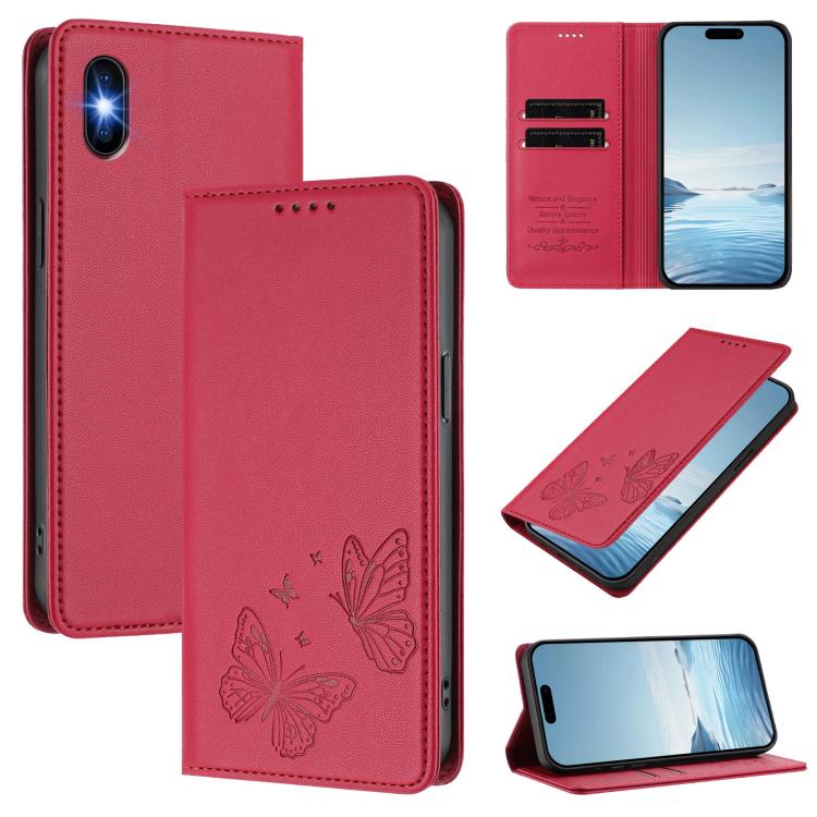 Étui de téléphone en cuir végétalien papillon double magnétique fort, pour iPhone X / XS, pour iPhone XR, pour iPhone XS Max, pour iPhone 8 Plus / 7 Plus