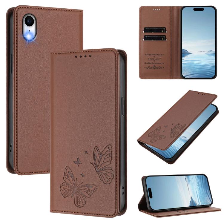 Étui de téléphone en cuir végétalien papillon double magnétique fort, pour iPhone X / XS, pour iPhone XR, pour iPhone XS Max, pour iPhone 8 Plus / 7 Plus