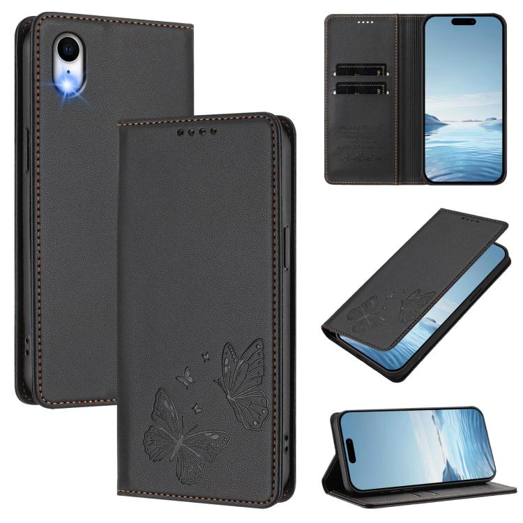 Étui de téléphone en cuir végétalien papillon double magnétique fort, pour iPhone X / XS, pour iPhone XR, pour iPhone XS Max, pour iPhone 8 Plus / 7 Plus