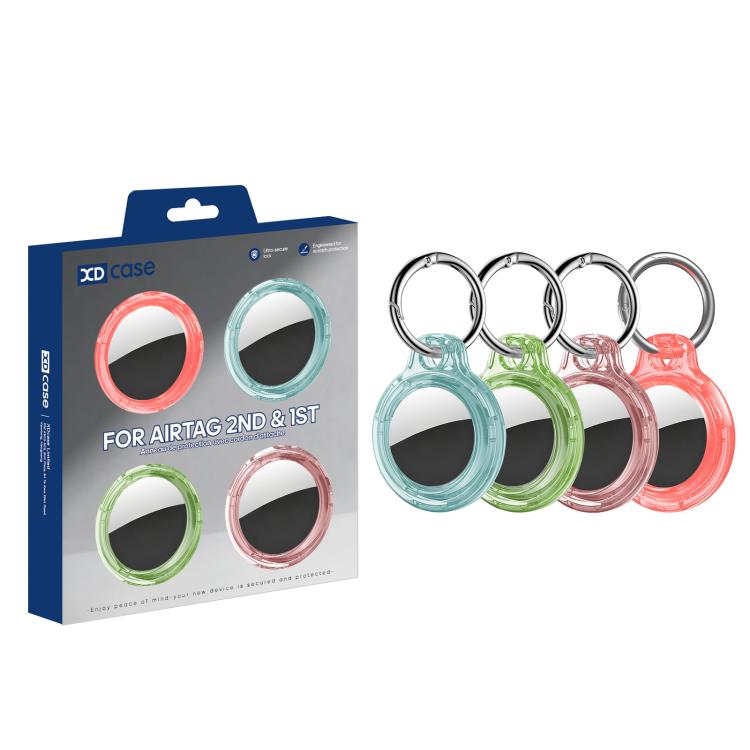 XDcase Lot de 4 coques de protection rigides translucides en polycarbonate avec porte-clés, 4 pièces (noir transparent, vert, bleu), 4 pièces (transparent, bleu, vert, rouge, rose)