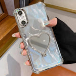 Coque de téléphone en TPU électrolytique en forme de cœur + acrylique avec support, pour iPhone XR, pour iPhone XS Max