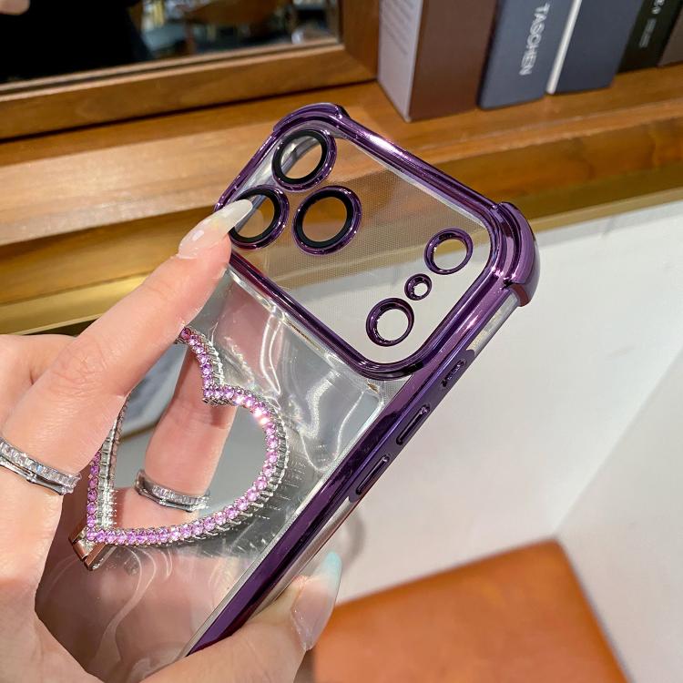 Coque de téléphone en TPU électrolytique en forme de cœur + acrylique avec support, pour iPhone XR, pour iPhone XS Max