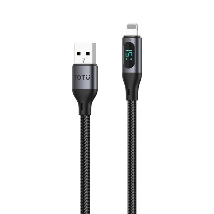 Câble de données de charge rapide tressé TOTU CB-7-L-B 15 W USB vers 8 broches avec affichage numérique, USB vers 8 broches