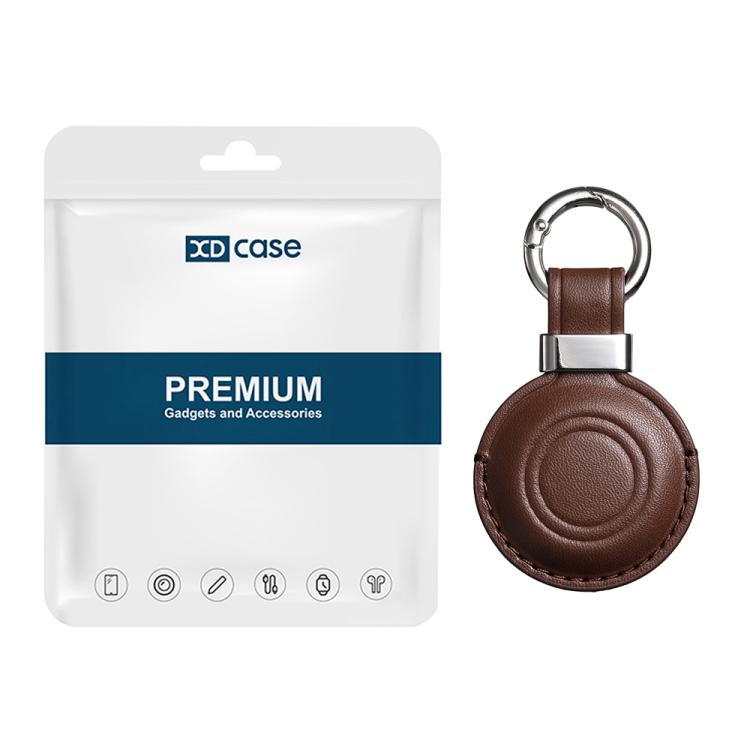 XDcase Étui de protection en cuir microfibre avec clip métallique et porte-clés, pour AirTag 2e génération / 1re génération