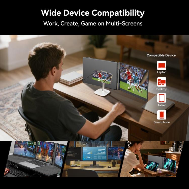 Moniteur portable d'extension à double écran Blackview DCM6 14 pouces avec support, DCM6