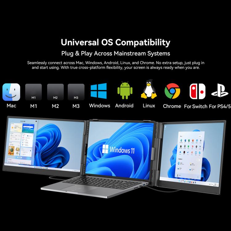 Moniteur portable d'extension à double écran Blackview DCM6 14 pouces avec support, DCM6