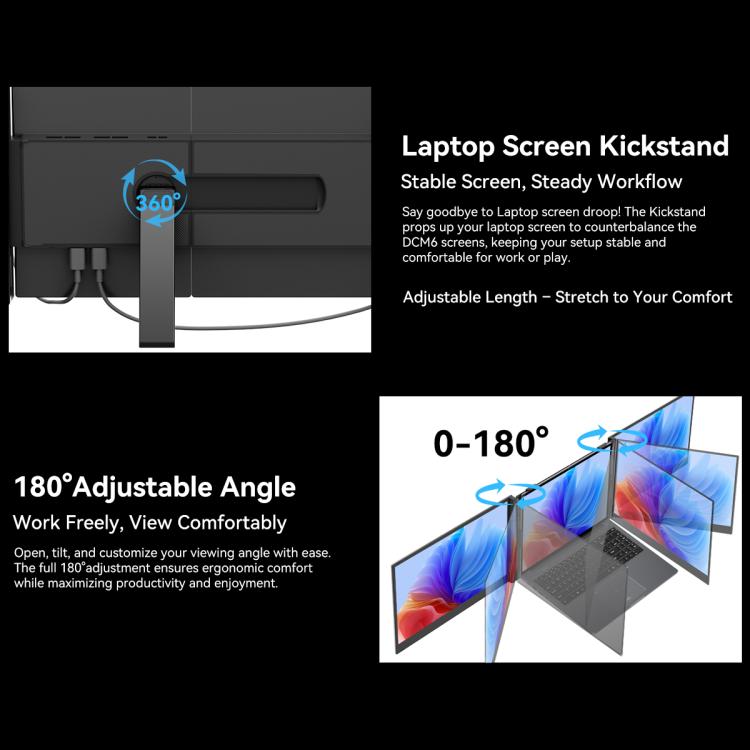 Moniteur portable d'extension à double écran Blackview DCM6 14 pouces avec support, DCM6