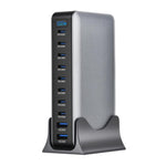 Chargeur multifonctionnel YMX-1000W 1000W avec 8 ports Type-C et 2 ports USB 10 à affichage numérique, prise AU, prise EU, prise UK, prise US