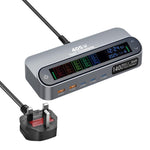 YMX-LCD405W 405W 3 ports Type-C et 2 ports USB GaN Chargeur multifonction intelligent avec écran numérique, prise australienne, prise européenne, prise britannique, prise américaine