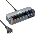 YMX-LCD405W 405W 3 ports Type-C et 2 ports USB GaN Chargeur multifonction intelligent avec écran numérique, prise australienne, prise européenne, prise britannique, prise américaine