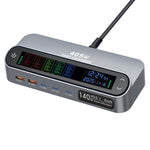 YMX-LCD405W 405W 3 ports Type-C et 2 ports USB GaN Chargeur multifonction intelligent avec écran numérique, prise australienne, prise européenne, prise britannique, prise américaine