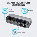YMX-LCD470W 470W 3xType-C and 2xUSB GaN Smart Digital Display Multi-Function Charger with Type-C Retractable Cable, AU Plug, EU Plug, UK Plug, US Plug