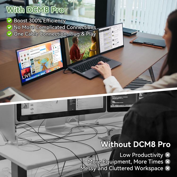 Moniteur d'extension portable à double écran Blackview DCM8 Pro 15,3 pouces pour ordinateurs portables 14-17,3 pouces