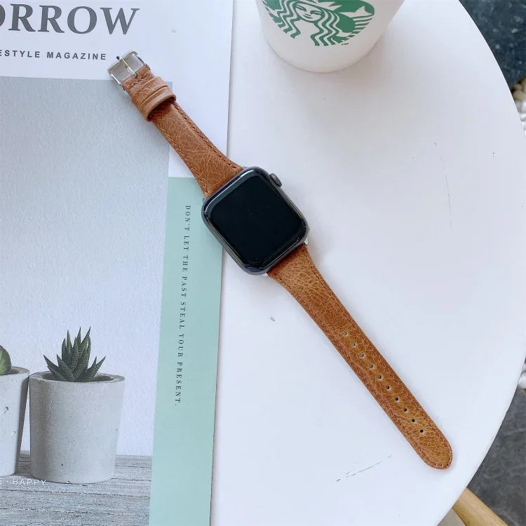 Bracelet de rechange en cuir véritable double face, pour Apple Watch Series 7 41 mm / et 6 et SE et 5 et 4 40 mm, pour Apple Watch Series 7 45 mm / et 6 et SE et 5 et 4 44 mm