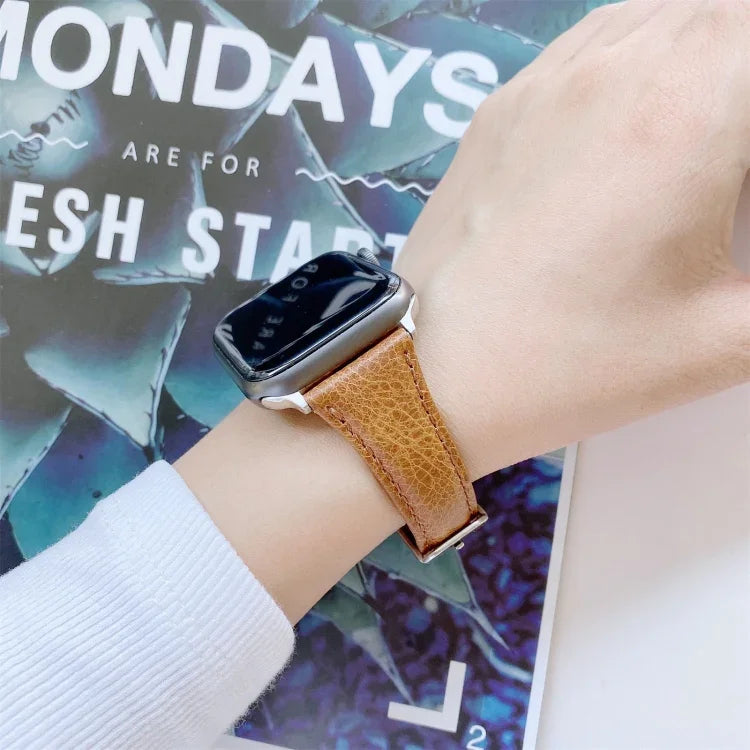 Bracelet de rechange en cuir véritable double face, pour Apple Watch Series 7 41 mm / et 6 et SE et 5 et 4 40 mm, pour Apple Watch Series 7 45 mm / et 6 et SE et 5 et 4 44 mm