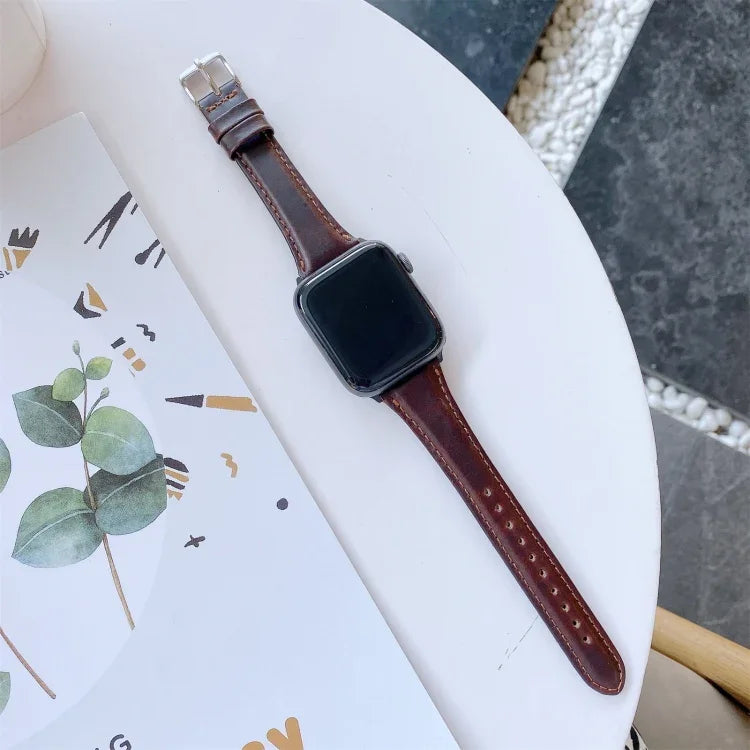 Bracelet de rechange en cuir véritable double face, pour Apple Watch Series 7 41 mm / et 6 et SE et 5 et 4 40 mm, pour Apple Watch Series 7 45 mm / et 6 et SE et 5 et 4 44 mm