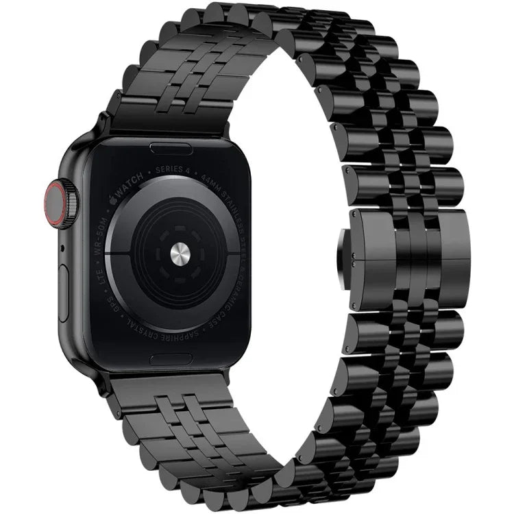Metal Five Baht Replacement Steel Strap Watchband, For Apple Watch Ultra 49mm / Series 8&7 45mm / SE 2&6&SE&5&4 44mm / 3&2&1 42mm, For Apple Watch Series 8&7 41mm / SE 2&6&SE&5&4 40mm / 3&2&1 38mm