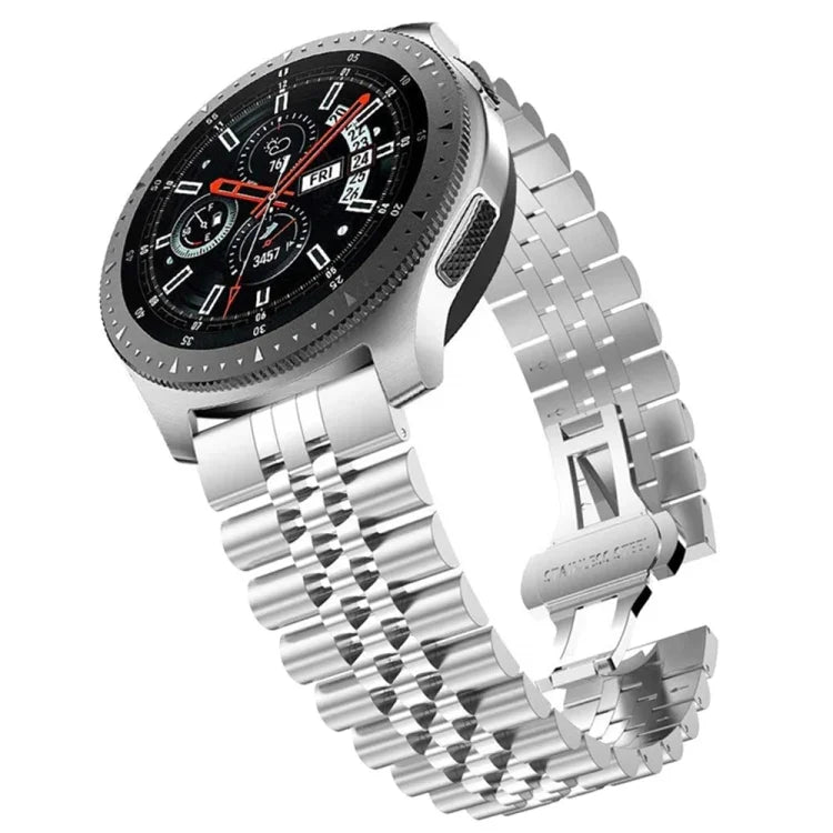 Bracelet de rechange en acier à cinq maillons, 20 mm pour Samsung Galaxy Watch 3 41 mm, 22 mm pour Samsung Galaxy Watch 3 45 mm, 20 mm pour Amazfit GTR 2 / Amazfit GTR 47 mm, 22 mm pour Amazfit GTR 42 mm, 20 mm pour Huawei Watch GT 2 42 mm