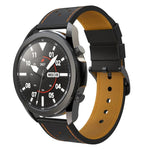 Bracelet de montre de remplacement en cuir véritable à trous ronds pour Samsung Galaxy Watch 3 45 mm