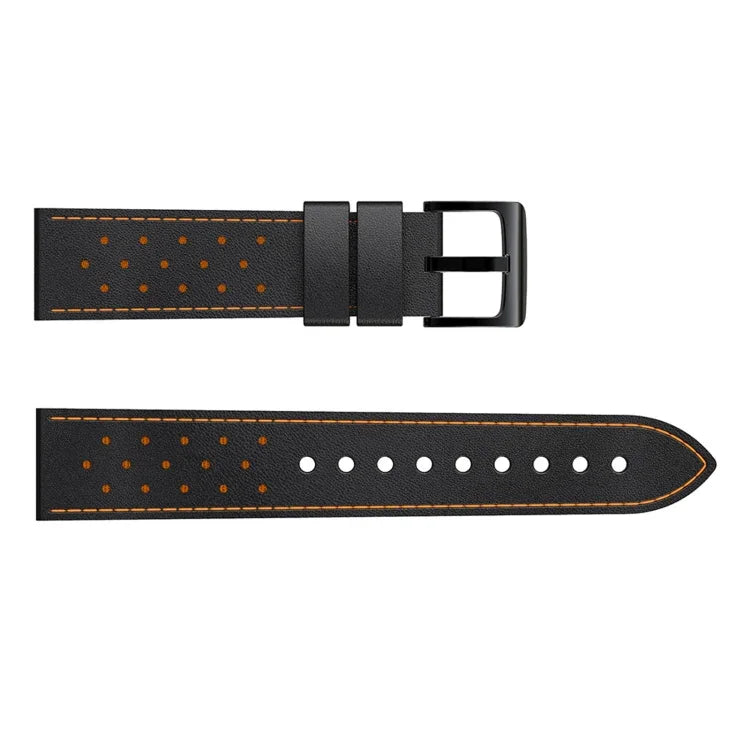 Bracelet de montre de remplacement en cuir véritable à trous ronds pour Samsung Galaxy Watch 3 45 mm