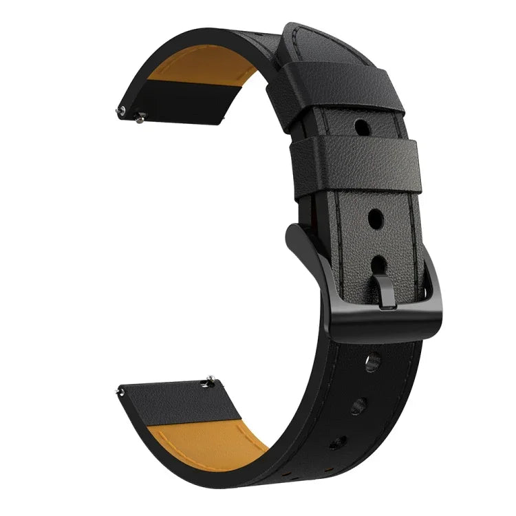 Bracelet de montre de remplacement en cuir véritable à trous ronds pour Samsung Galaxy Watch 3 45 mm