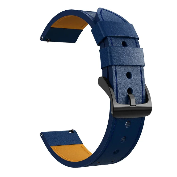 Bracelet de montre de remplacement en cuir véritable à trous ronds pour Samsung Galaxy Watch 3 45 mm