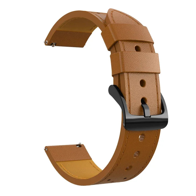 Bracelet de montre de remplacement en cuir véritable à trous ronds pour Samsung Galaxy Watch 3 45 mm