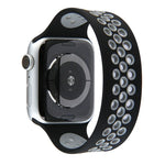 Elastic Silicone Watchband For Apple Watch Series 6 & SE & 5 & 4 40mm / 3 & 2 & 1 38mm, 135mm (Black Yellow), 135mm (Black Grey), 150mm (Red Black)