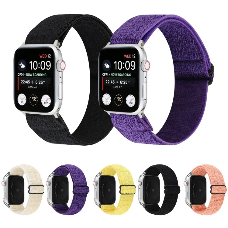 Bracelet en nylon de couleur unie pour Apple Watch Series 6 et SE et 5 et 4 40 mm / 3 et 2 et 1 38 mm, pour Apple Watch Series 7 41 mm / 6 et SE et 5 et 4 40 mm / 3 et 2 et 1 38 mm