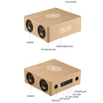 Horloge Multifonctionnelle en Bois à Écran Tactile Enceinte Bluetooth avec Charge Sans Fil, Support Carte TF & Clé USB & AUX 3,5mm, Q5A