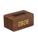 Haut-parleur Bluetooth en bois W5C avec subwoofer et horloge, prend en charge les cartes TF et l'entrée auxiliaire 3,5 mm, bois marron, bois jaune