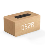 Haut-parleur Bluetooth en bois W5C avec subwoofer et horloge, prend en charge les cartes TF et l'entrée auxiliaire 3,5 mm, bois marron, bois jaune