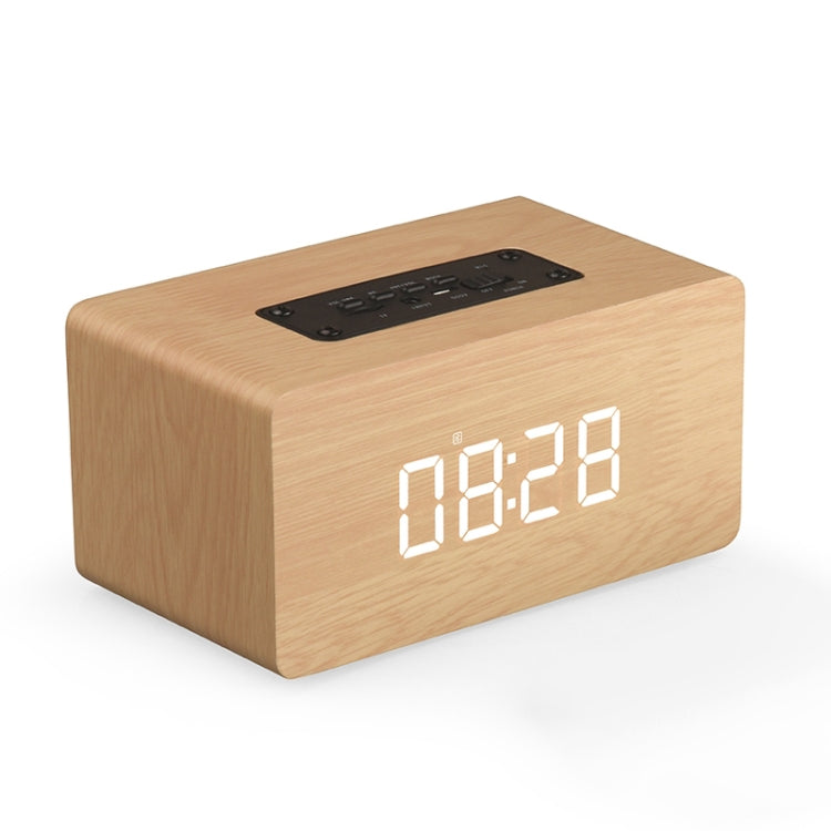 Haut-parleur Bluetooth en bois W5C avec subwoofer et horloge, prend en charge les cartes TF et l'entrée auxiliaire 3,5 mm, bois marron, bois jaune