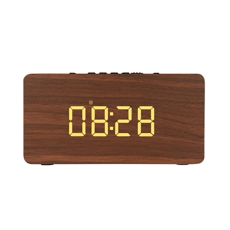 Haut-parleur Bluetooth en bois W5C avec subwoofer et horloge, prend en charge les cartes TF et l'entrée auxiliaire 3,5 mm, bois marron, bois jaune