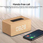 Haut-parleur Bluetooth en bois W5C avec subwoofer et horloge, prend en charge les cartes TF et l'entrée auxiliaire 3,5 mm, bois marron, bois jaune