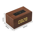 Haut-parleur Bluetooth en bois W5C avec subwoofer et horloge, prend en charge les cartes TF et l'entrée auxiliaire 3,5 mm, bois marron, bois jaune