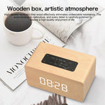 Haut-parleur Bluetooth en bois W5C avec subwoofer et horloge, prend en charge les cartes TF et l'entrée auxiliaire 3,5 mm, bois marron, bois jaune