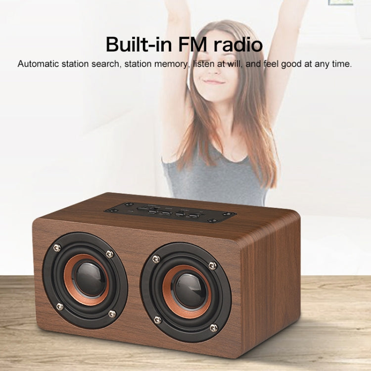 Haut-parleur Bluetooth en bois W5C avec subwoofer et horloge, prend en charge les cartes TF et l'entrée auxiliaire 3,5 mm, bois marron, bois jaune