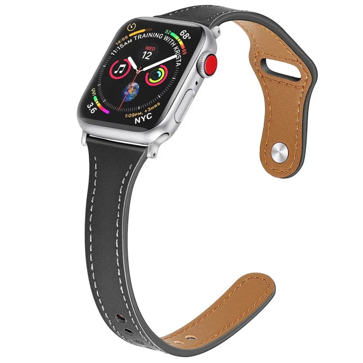 Bracelet de rechange en cuir avec bouton en acier, pour Apple Watch Series 7 41mm / & 6 & SE & 5 & 4 40mm, pour Apple Watch Series 7 45mm / & 6 & SE & 5 & 4 44mm