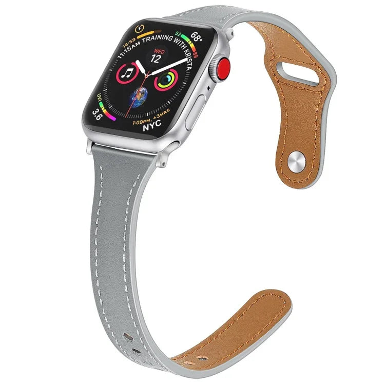Bracelet de rechange en cuir avec bouton en acier, pour Apple Watch Series 7 41mm / & 6 & SE & 5 & 4 40mm, pour Apple Watch Series 7 45mm / & 6 & SE & 5 & 4 44mm