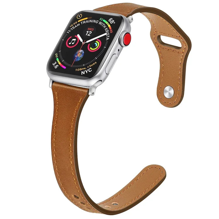 Bracelet de rechange en cuir avec bouton en acier, pour Apple Watch Series 7 41mm / & 6 & SE & 5 & 4 40mm, pour Apple Watch Series 7 45mm / & 6 & SE & 5 & 4 44mm