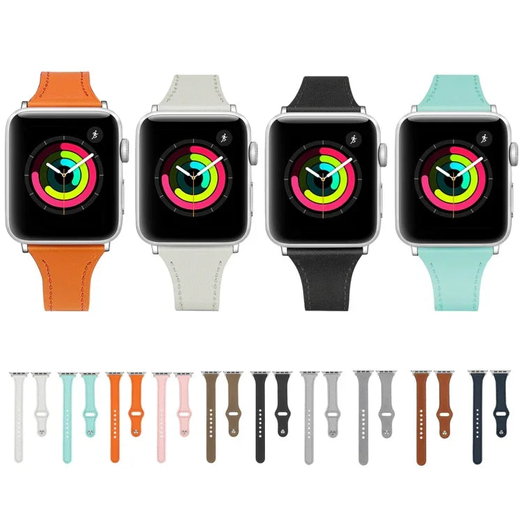 Bracelet de rechange en cuir avec bouton en acier, pour Apple Watch Series 7 41mm / & 6 & SE & 5 & 4 40mm, pour Apple Watch Series 7 45mm / & 6 & SE & 5 & 4 44mm