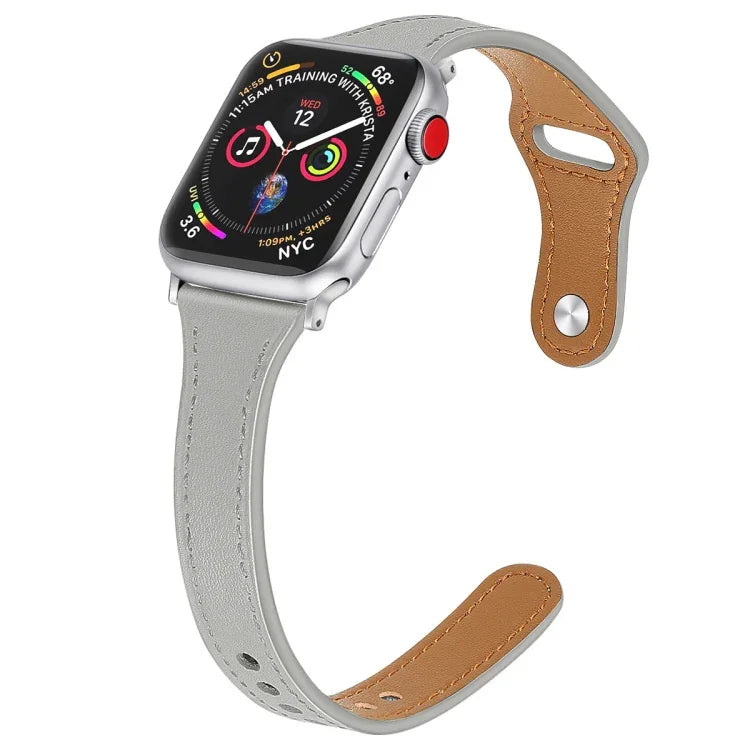 Bracelet de rechange en cuir avec bouton en acier, pour Apple Watch Series 7 41mm / & 6 & SE & 5 & 4 40mm, pour Apple Watch Series 7 45mm / & 6 & SE & 5 & 4 44mm