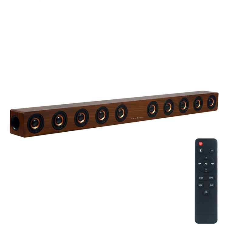 Enceinte Bluetooth 4.2 en Bois avec Subwoofer D90 et Télécommande, Support Carte TF & AUX 3,5mm Coaxial & Fibre Optique & Clé USB, Subwoofer D90+