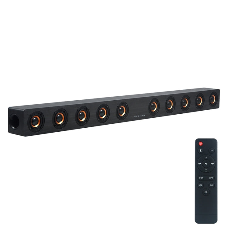 Enceinte Bluetooth 4.2 en Bois avec Subwoofer D90 et Télécommande, Support Carte TF & AUX 3,5mm Coaxial & Fibre Optique & Clé USB, Subwoofer D90+